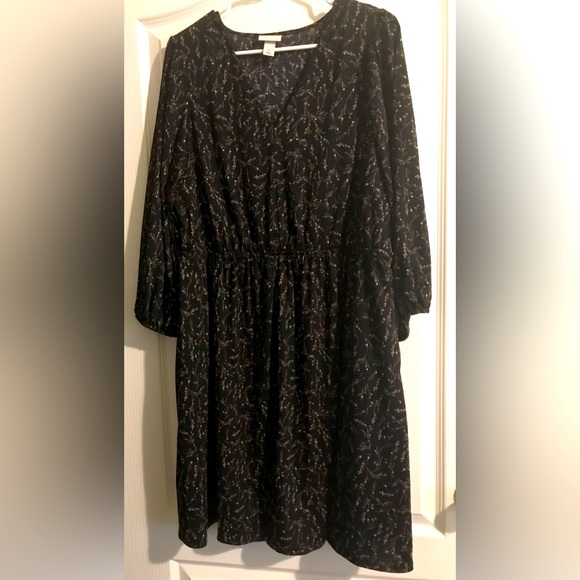 New Ava & Viv Womens Size 1x 3/4 inch sleeves dress with pockets in black - Picture 1 of 5